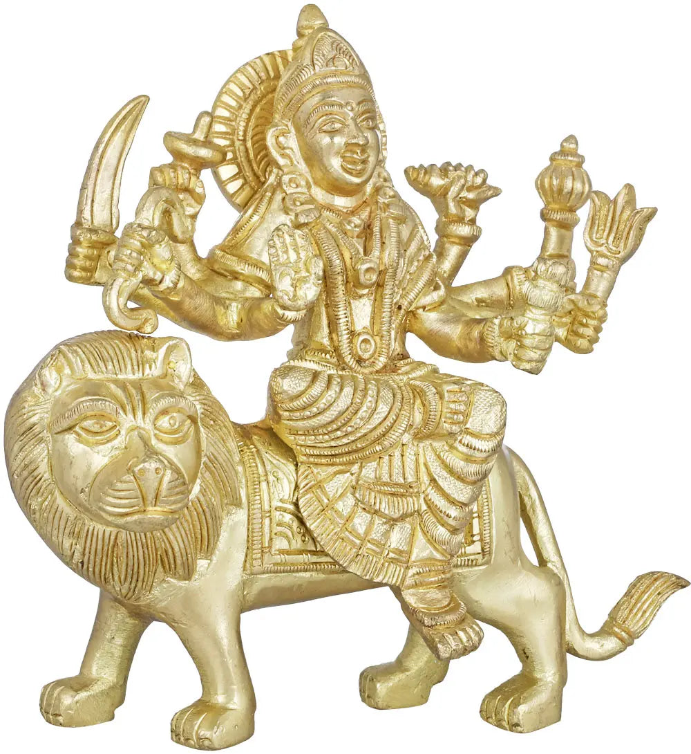 5" Devi Durga Sculpture in Brass | Handmade | Made in India