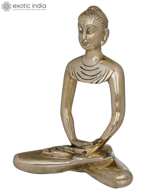 9" Stylized Buddha Handmade Brass Statue for Home Decor