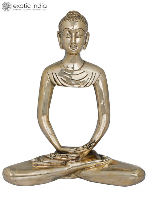 9" Stylized Buddha Brass Statue - Handmade Tibetan Buddhist Idol