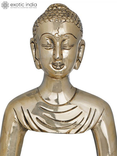9" Stylized Buddha Brass Statue - Handmade Tibetan Buddhist Idol