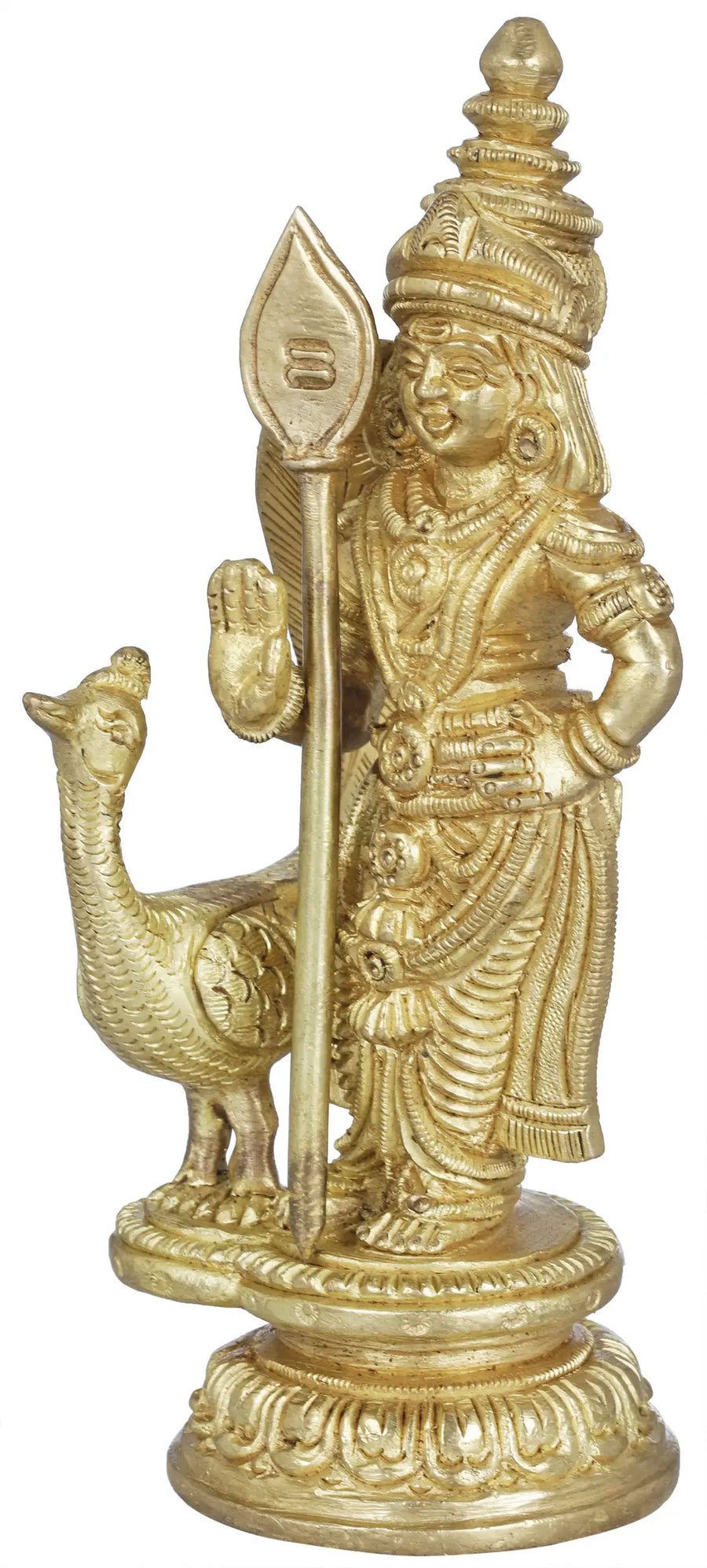 6" Kumara Karttikeya (Murugan) Handmade Brass Idol
