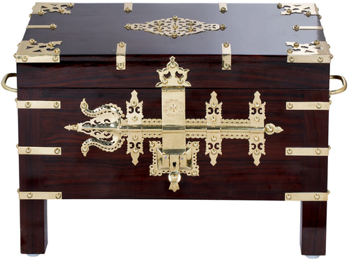 14" Brass Ritual Box with Trident Latch Handmade Statue