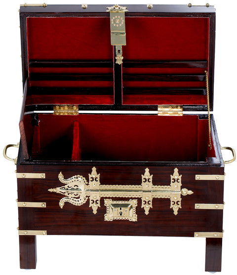 14" Superfine Ritual Box With Trident Shaped Latch In Brass | Handmade | Made In India