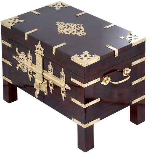 14" Superfine Ritual Box With Trident Shaped Latch In Brass | Handmade | Made In India