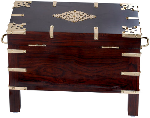 14" Superfine Ritual Box With Trident Shaped Latch In Brass | Handmade | Made In India