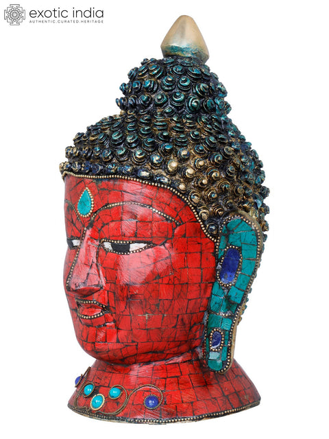 9" Tibetan Buddhist Lord Buddha Head In Brass | Handmade | Made In India