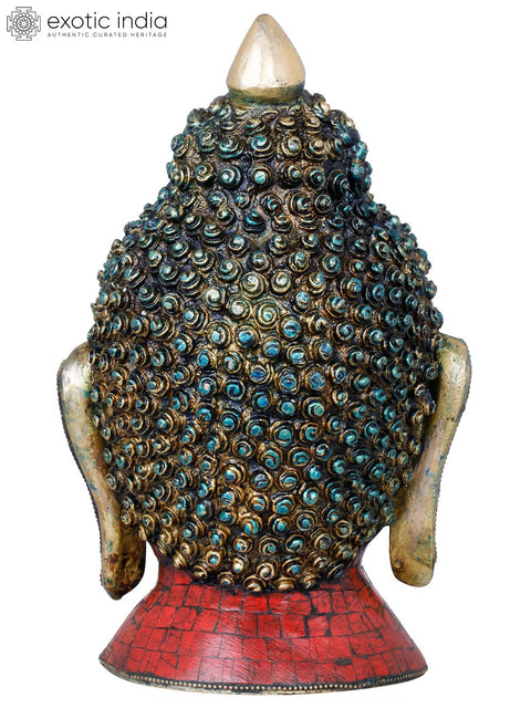 9" Tibetan Buddhist Lord Buddha Head In Brass | Handmade | Made In India