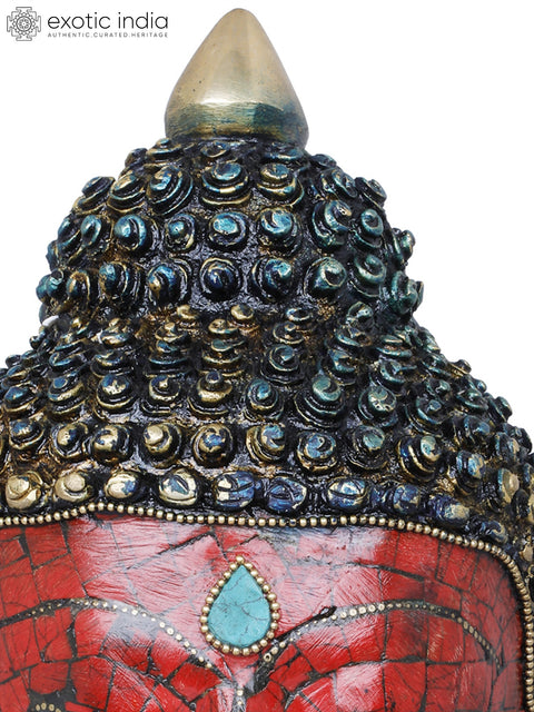 9" Tibetan Buddhist Lord Buddha Head In Brass | Handmade | Made In India