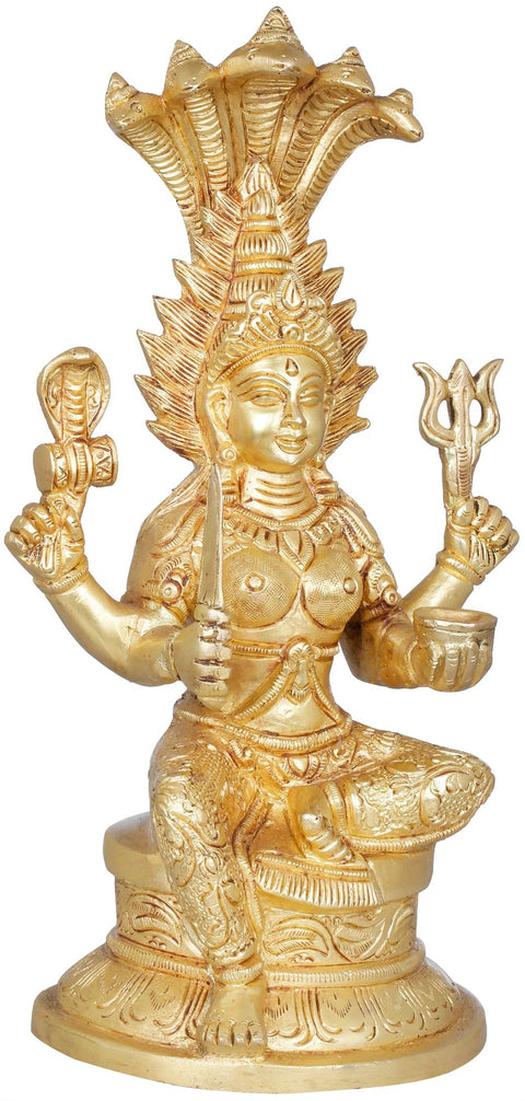 10" Mariamman - Goddess Durga of South India In Brass | Handmade | Made In India