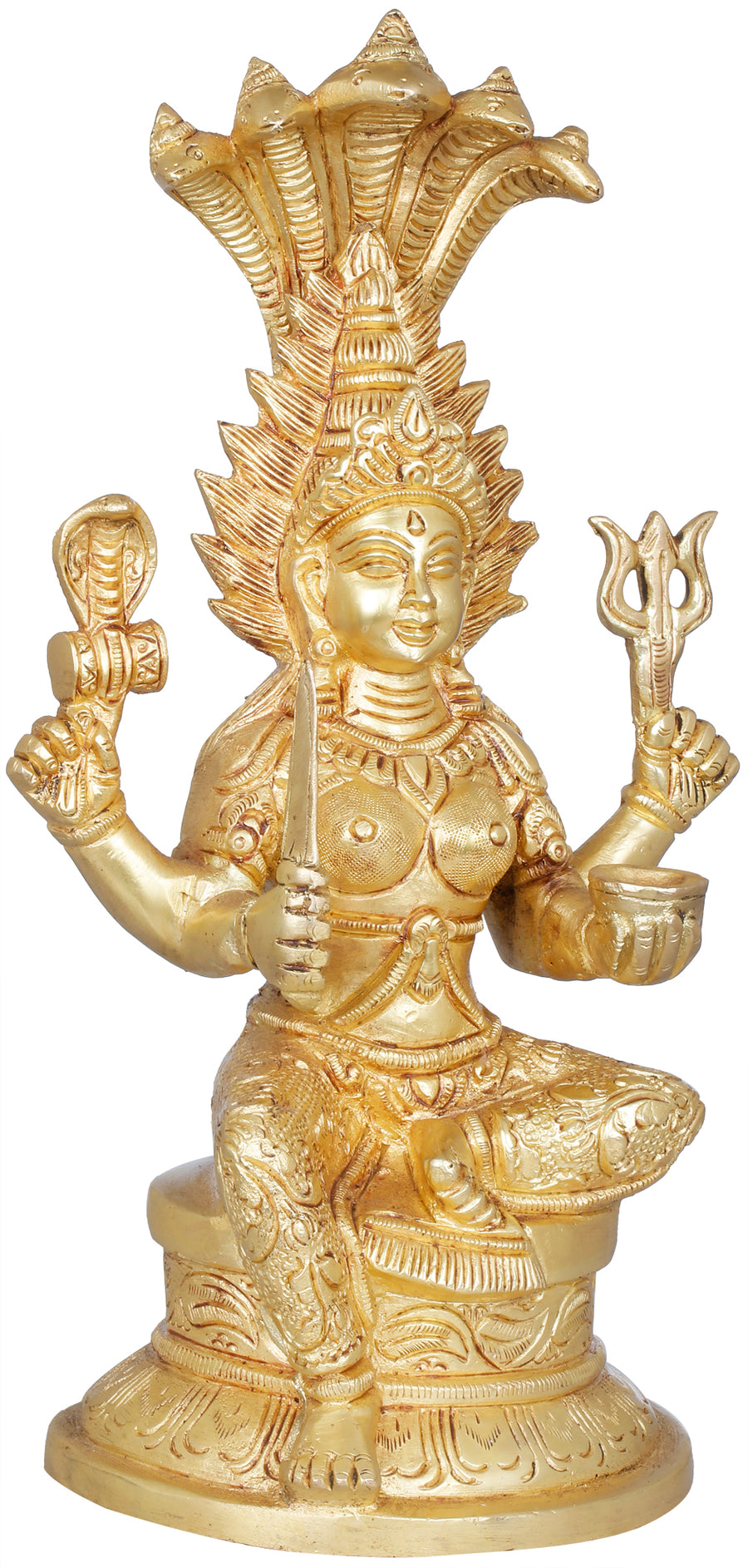 10" Mariamman Goddess Durga Brass Statue Handmade