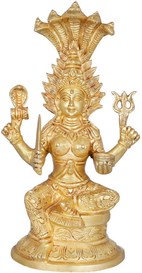 10" Mariamman - Goddess Durga of South India In Brass | Handmade | Made In India