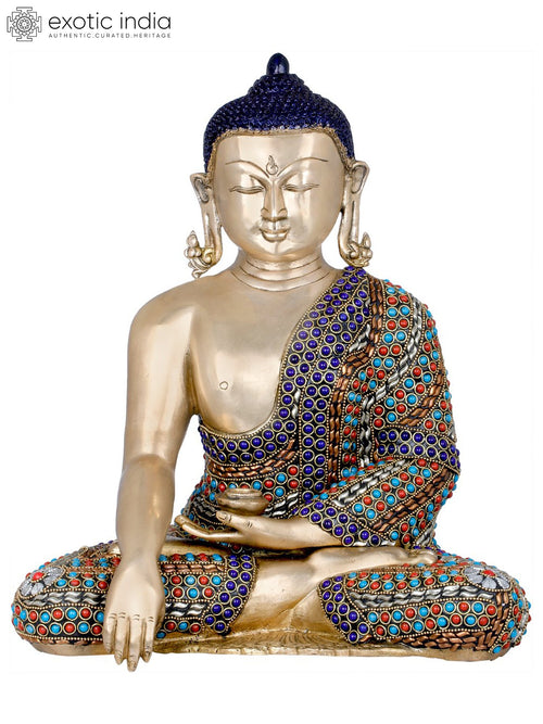 14" Lord Buddha in Dhyana Meditation Pose Brass Statue Handmade