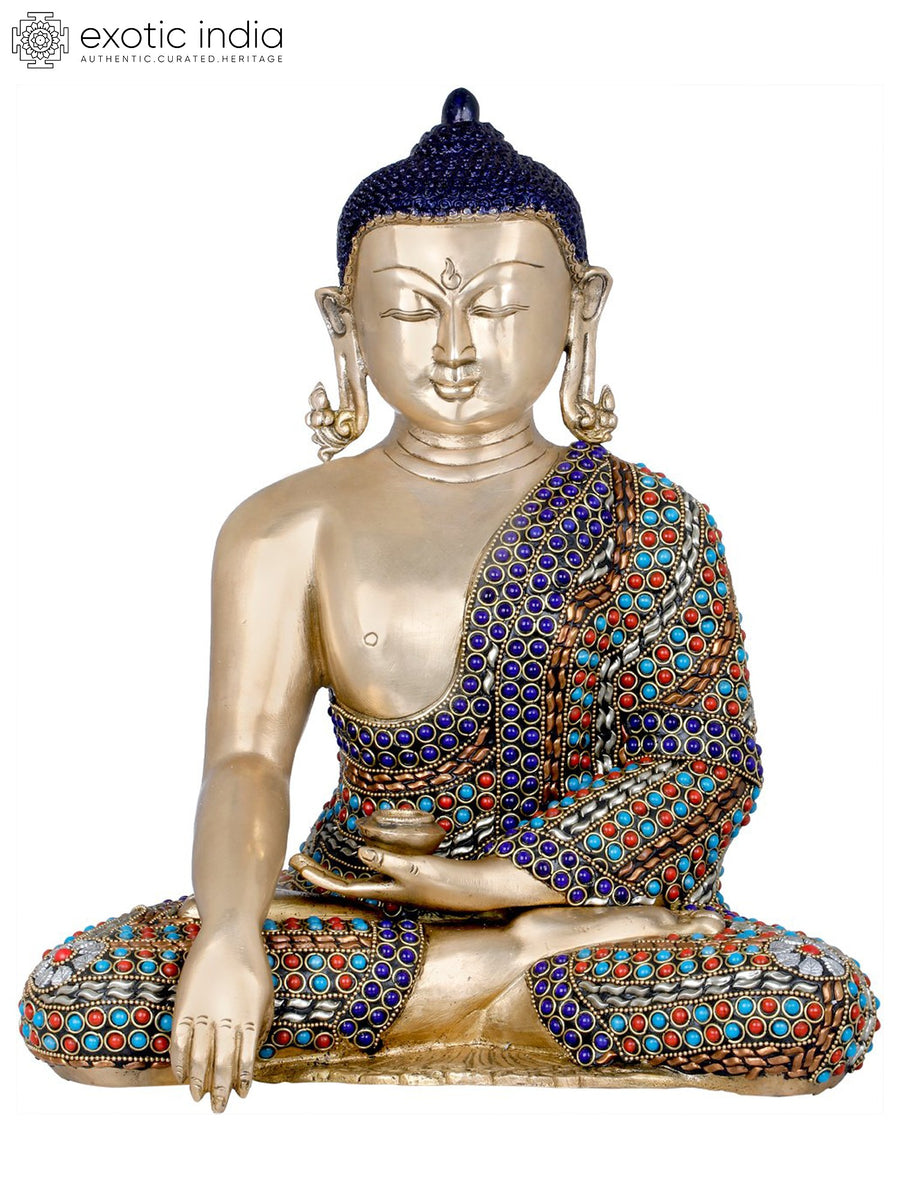 14" Lord Buddha in Dhyana Meditation Pose Brass Statue Handmade