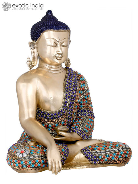 14" Lord Buddha in Dhyana - Tibetan Buddhist In Brass | Handmade | Made In India