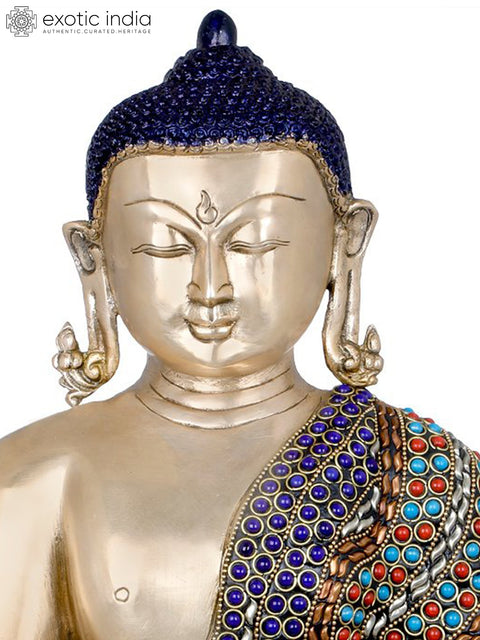14" Lord Buddha in Dhyana - Tibetan Buddhist In Brass | Handmade | Made In India