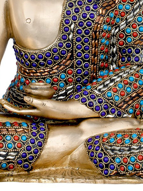 14" Lord Buddha in Dhyana - Tibetan Buddhist In Brass | Handmade | Made In India