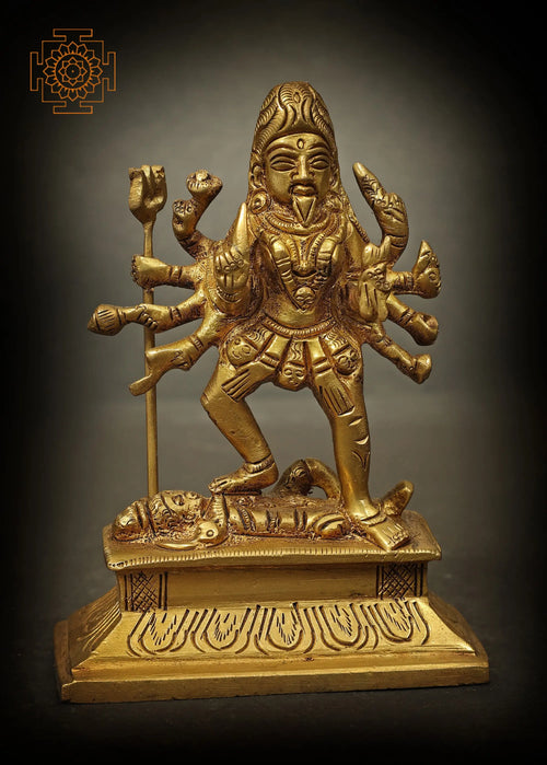 4" Handmade Goddess Kali Brass Statue for Pooja