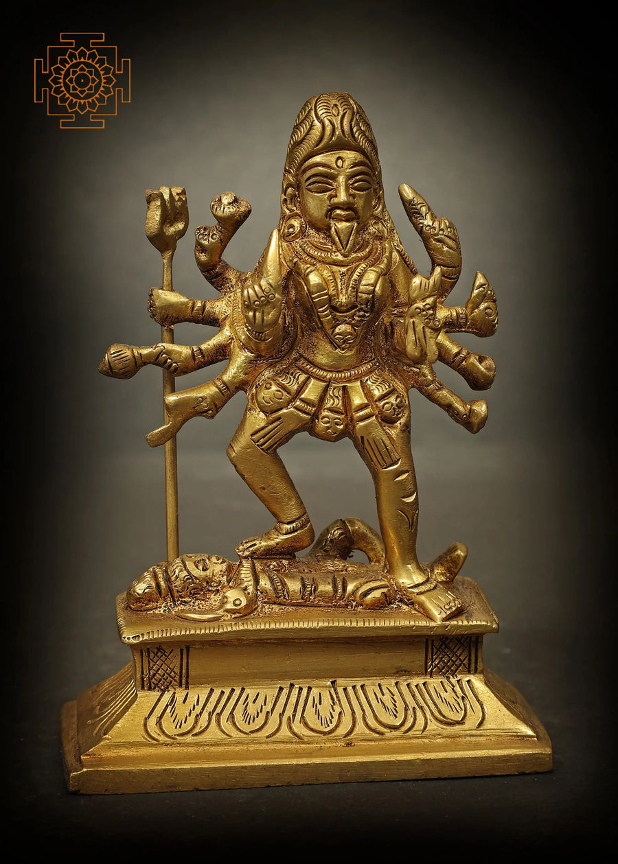 4" Handmade Goddess Kali Brass Statue for Pooja