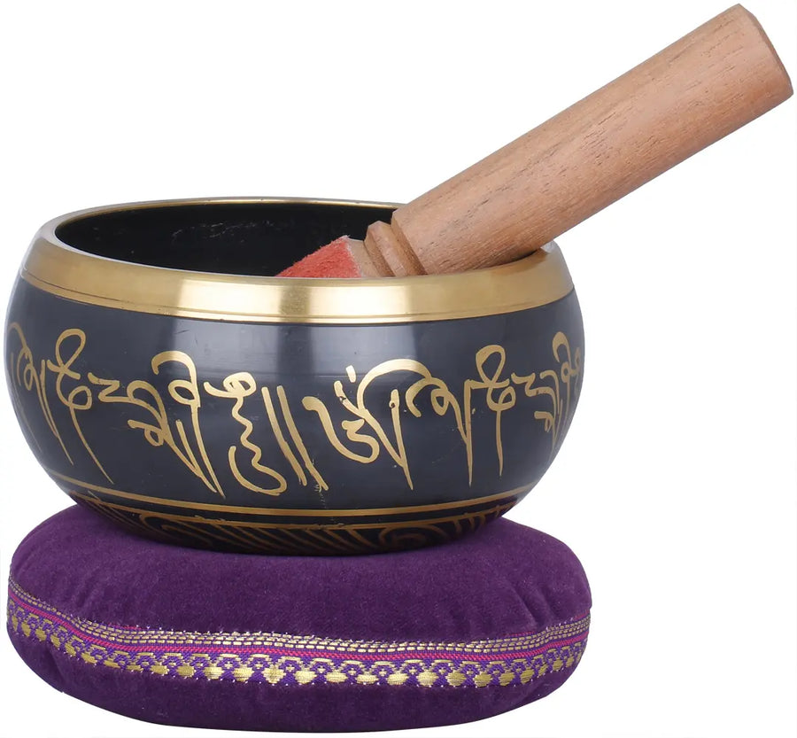 5" Tibetan Buddhist Brass Singing Bowl with Mantras Handmade