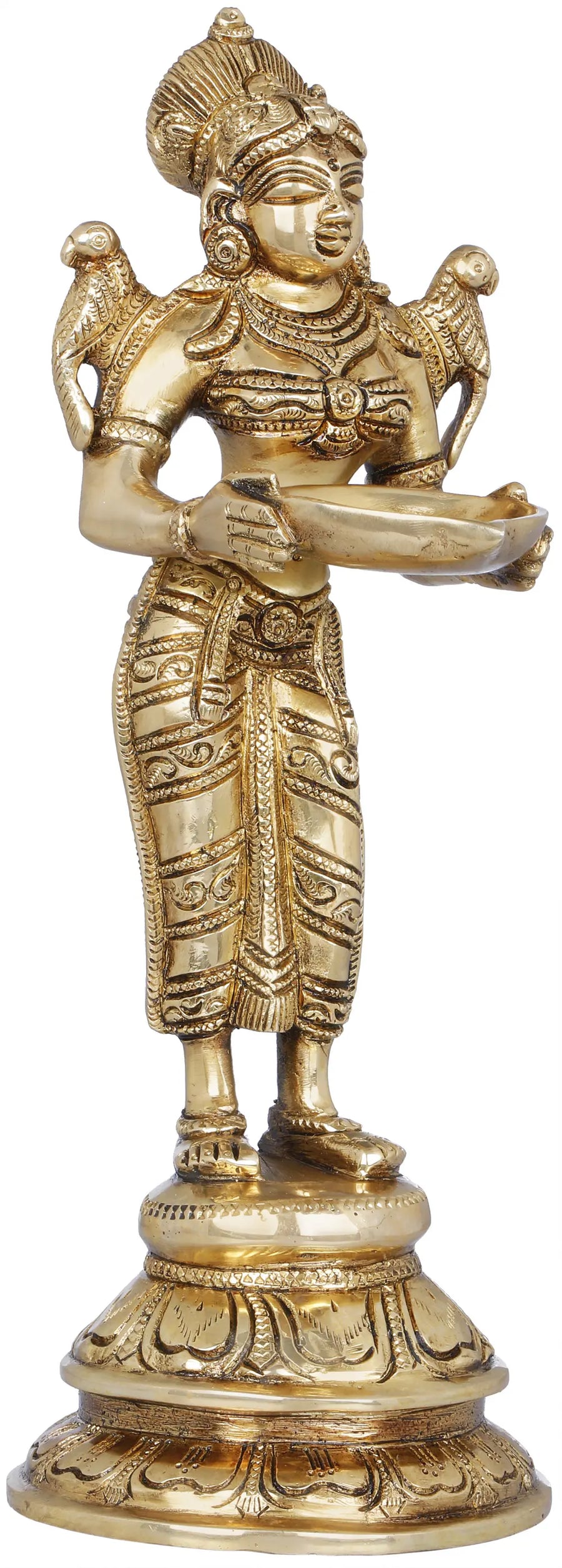 11" Handmade Deepalakshmi Brass Statue for Pooja