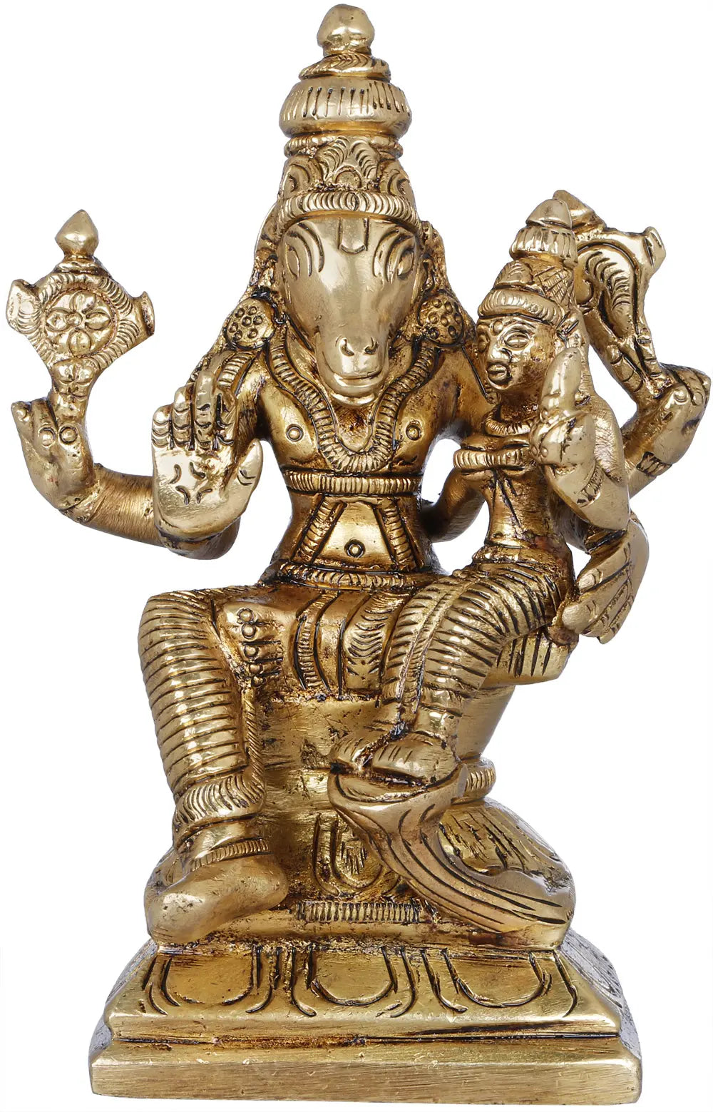 4" Bhagawan Varaha Statue with Devi Bhudevi in Brass | Handmade | Made in India