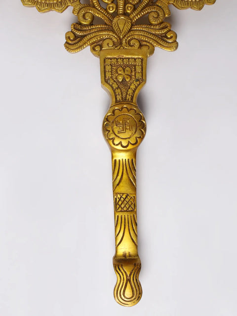 12" Handheld Arti Diya (Lamp) In Brass | Handmade | Made In India