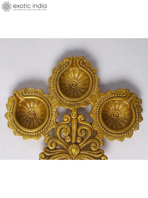 12" Handheld Arti Diya (Lamp) In Brass | Handmade | Made In India