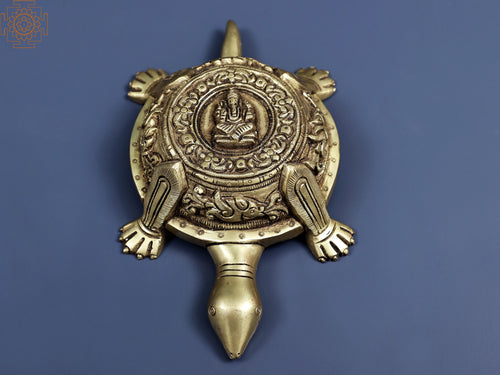 Carved Brass Vastu Tortoise with Ganesha Idol for Home Decor
