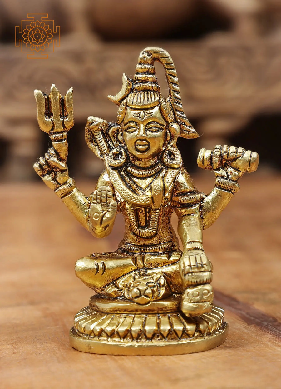 3" Small Lord Shiva Brass Statue Handmade for Home Pooja