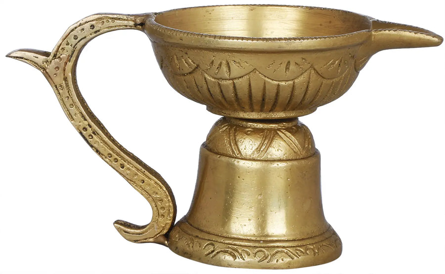 2" Handheld Brass Aarti Diya for Pooja