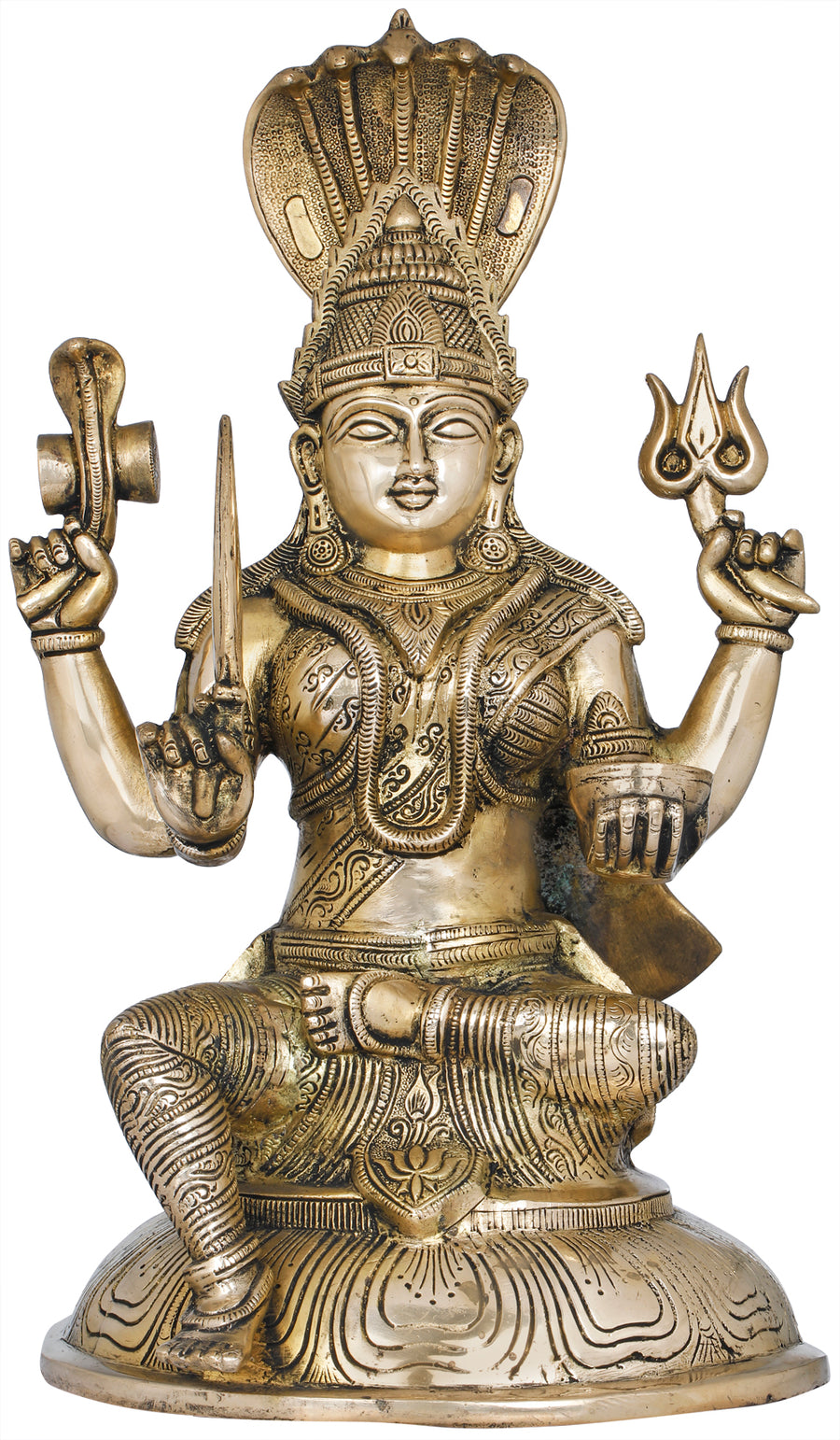 15" Handmade Brass Goddess Durga Mariamman Statue for Pooja