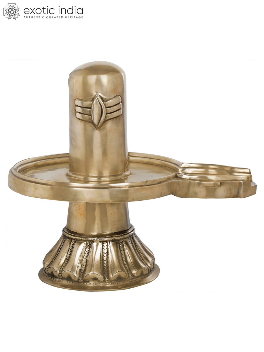 17" Brass Shiva Linga Statue Handmade for Pooja