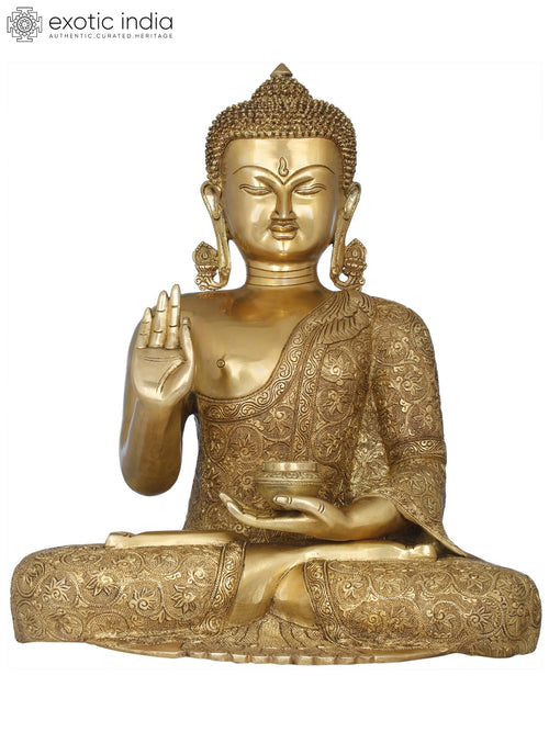 17" Handmade Tibetan Buddhist Preaching Buddha Brass Statue