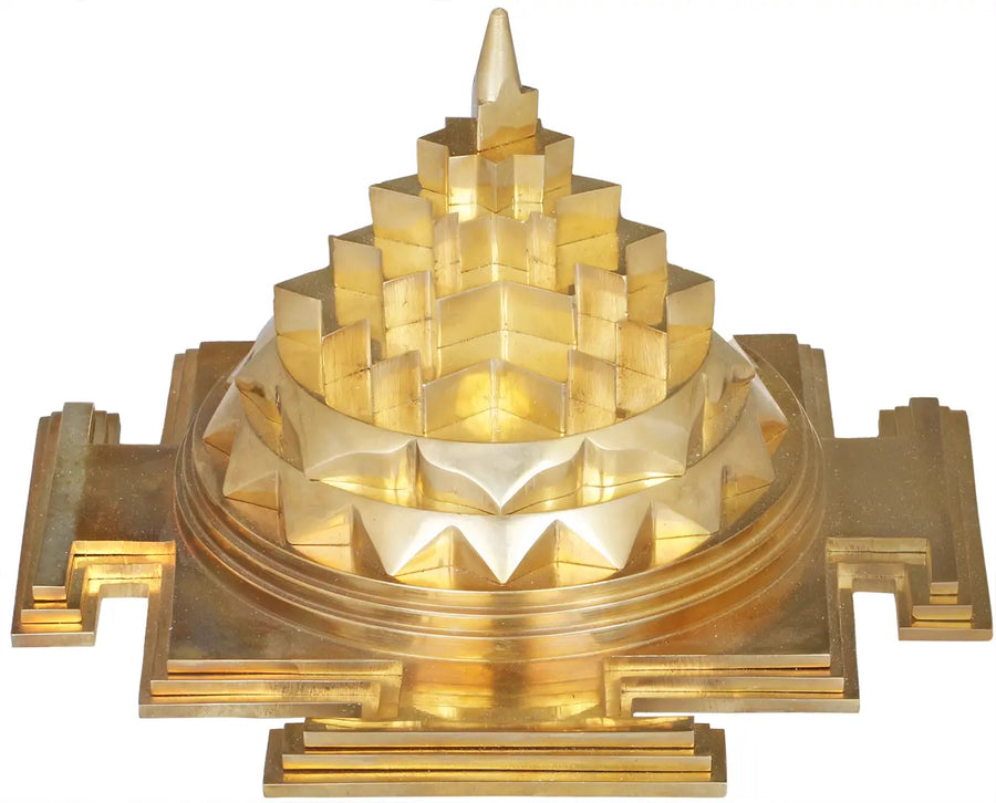7" Sri Yantra Maha Meru Brass Handmade Statue for Pooja
