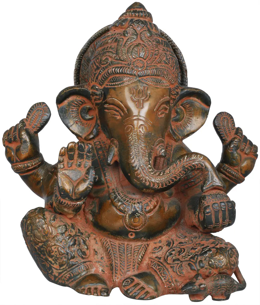 6" Brass Ganesha Blessing Statue Handmade