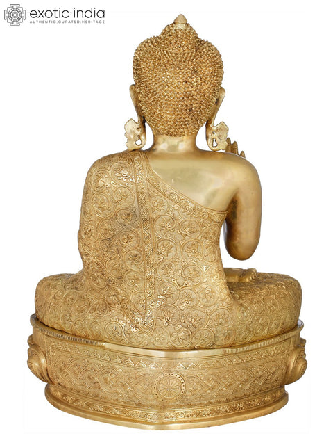21" Lotus Seated Lord Buddha in Preaching Mudra In Brass | Handmade | Made In India