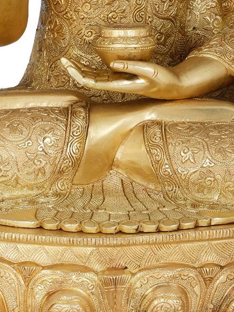 21" Lotus Seated Lord Buddha in Preaching Mudra In Brass | Handmade | Made In India