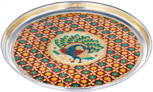 1" Brass Peacock Puja Thali Handmade Idol for Pooja