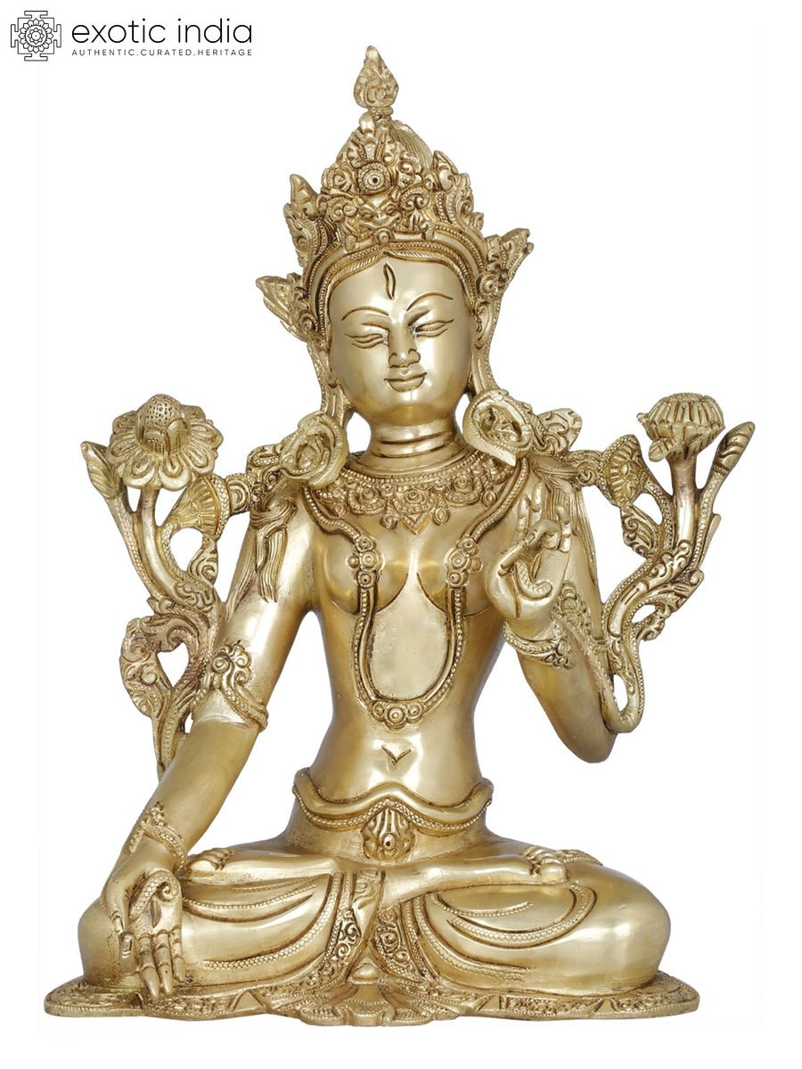 12" White Tara Tibetan Buddhist Goddess Brass Statue Handmade