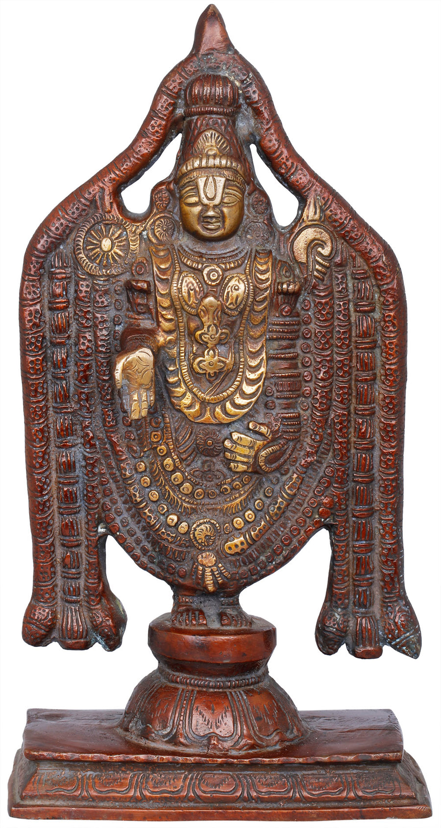 11" Lord Venkateshvara Brass Statue Handmade for Home Pooja