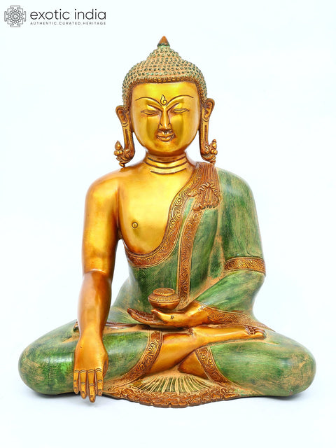 14" Buddha with Pinda-Patra In Brass | Handmade | Made In India