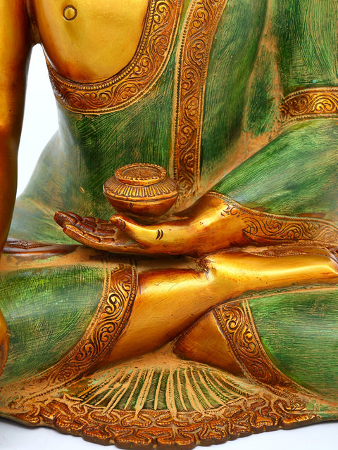 14" Buddha with Pinda-Patra In Brass | Handmade | Made In India