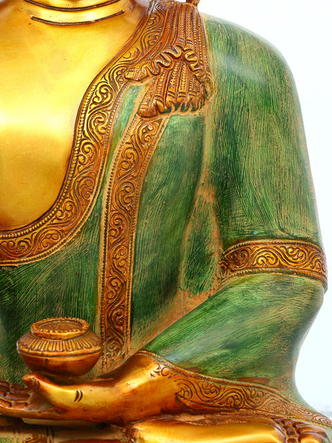 14" Buddha with Pinda-Patra In Brass | Handmade | Made In India