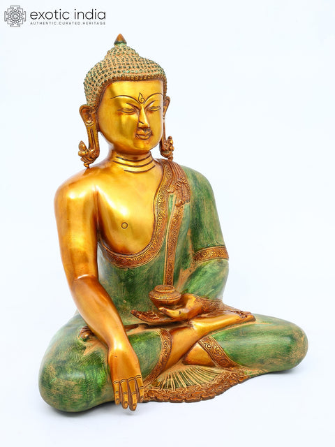 14" Buddha with Pinda-Patra In Brass | Handmade | Made In India