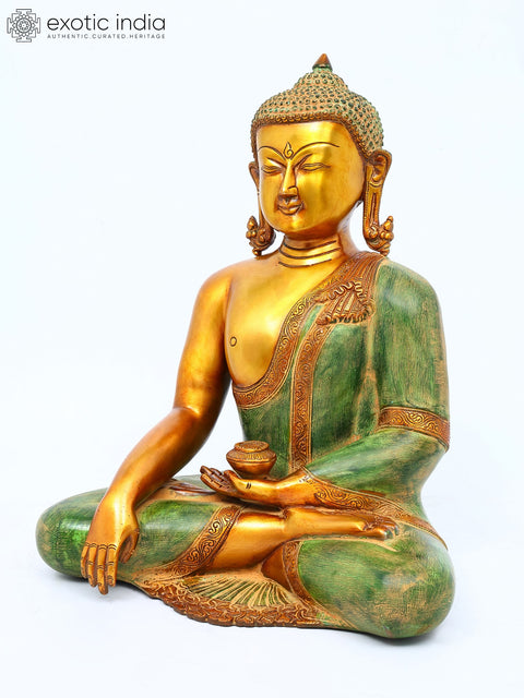 14" Buddha with Pinda-Patra In Brass | Handmade | Made In India