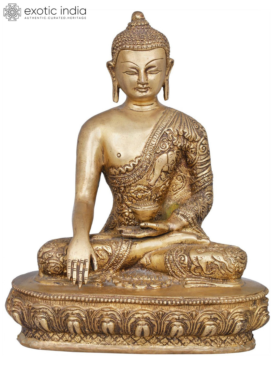 9" Gautama Buddha Tibetan Buddhist Brass Statue Handmade