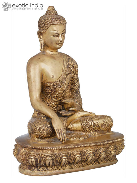 9" Tibetan Buddhist Deity Gautama Buddha in Brass | Handmade | Made In India