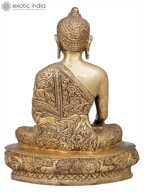 9" Tibetan Buddhist Deity Gautama Buddha in Brass | Handmade | Made In India