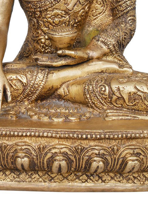 9" Tibetan Buddhist Deity Gautama Buddha in Brass | Handmade | Made In India