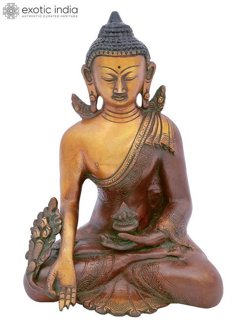 7" Medicine Buddha Handmade Brass Statue for Healing